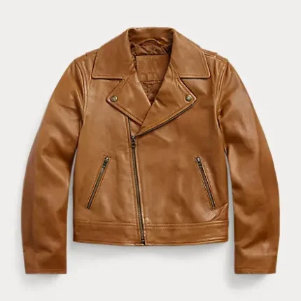 Brown Moto Biker Leather Jacket 3