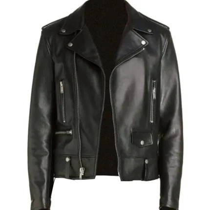 Mens Asymmetrical Biker Leather Jacket 1