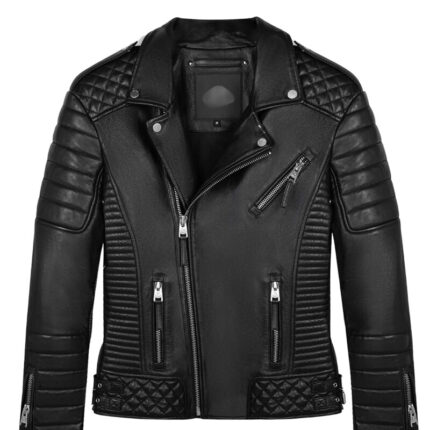 Menās Vintage Premium Black Biker Leather Jacket 1