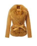 Women Yellow Robed Premium Leather Jacket 1