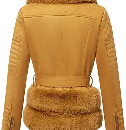 Women Yellow Robed Premium Leather Jacket 2
