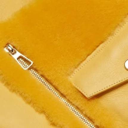 Women’s Orange Shearling Leather Jacket 3