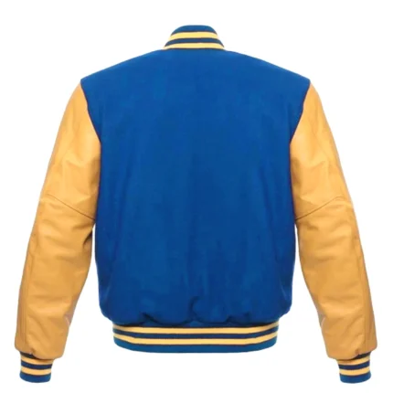 Royal Gold Sleeves Leather Varsity Jacket 2