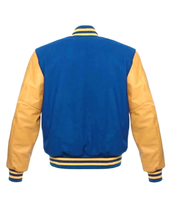 Royal Gold Sleeves Leather Varsity Jacket 2