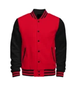 Casual Red and Black Varsity Jacket 1