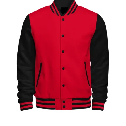 Casual Red and Black Varsity Jacket 1
