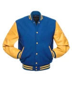 Royal Gold Sleeves Leather Varsity Jacket 1