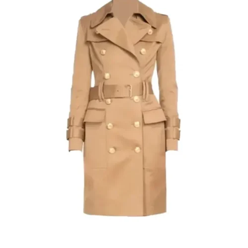 Beige Tan Camel Belted Premium Trench Coat 1
