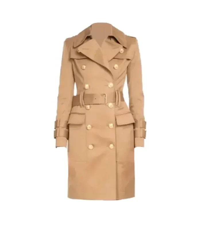 Beige Tan Camel Belted Premium Trench Coat 1