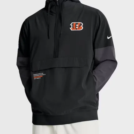 Cincinnati Bengals Nike Black Sideline Anorak Half-Zip Hoodie Jacket
