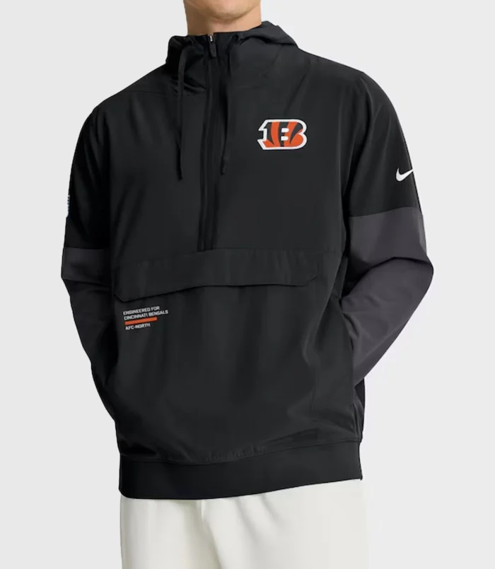Cincinnati Bengals Nike Black Sideline Anorak Half-Zip Hoodie Jacket