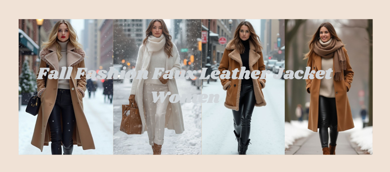 Fall Fashion Faux Leather Jacket Women BANNER