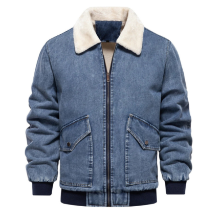 Men's Casual Dark Blue Denim Jacket 1