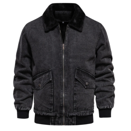 Men's Casual Dark Grey Denim Jacket