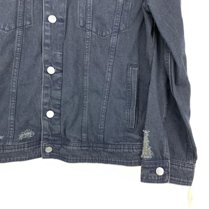 Men's Navy Blue Sherpa Collar Denim Jacket 3