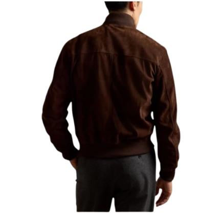 Men’s Premium Dark Brown Bomber Suede Jacket 2