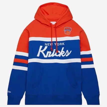 New York Knicks Mitchell & Ness Blue Big & Tall Hardwood Classics Head Coach Pullover Hoodie
