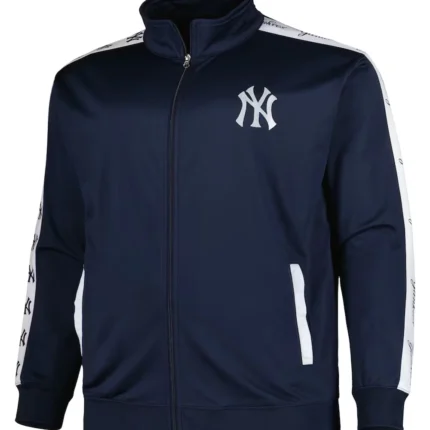 New York Yankees Big & Tall Tricot Track Full-Zip Navy Jacket