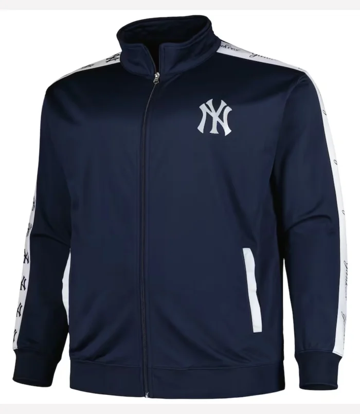 New York Yankees Big & Tall Tricot Track Full-Zip Navy Jacket