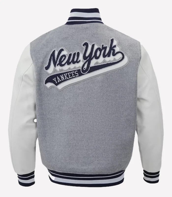 New York Yankees Pro Standard Script Tail Wool Full-Zip Grey Varity Jacket