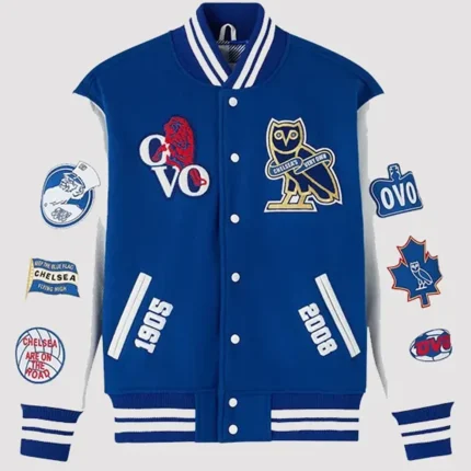 OVO x Chelsea Football Club Varsity Bomber Jacket Royal Blue