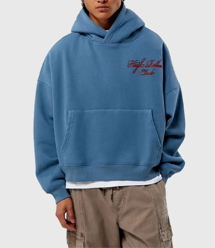 PacSun High Rollers Club Blue Cropped Pullover Fleece Hoodie
