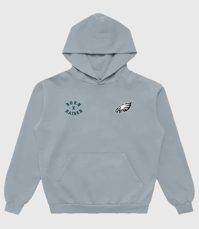 Philadelphia Eagles Born x Raised Pullover Grey Fleece Hoodie