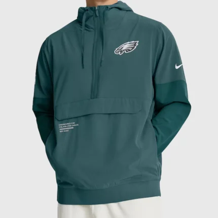 Philadelphia Eagles Nike Midnight Green Sideline Anorak Half-Zip Hoodie Jacket