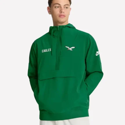 Kelly Green Philadelphia Eagles Sideline Alt Pack Anorak Half-Zip Hoodie Jacket