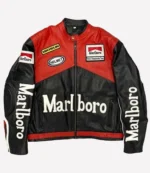 Vintage Marlboro Racing Black And Red Leather Jacket