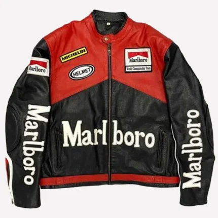 Vintage Marlboro Racing Black And Red Leather Jacket