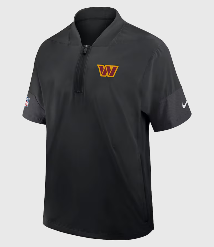 Washington Commanders Nike Black Sideline Short Sleeve Quarter-Zip Performance Coach Jacket