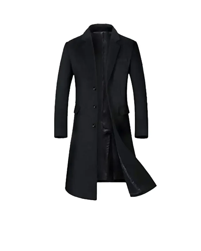 Winter Mens Black Gentlemen Trench Coat 1