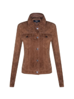 Women's Tan Brown Suede Leather Jacket 1