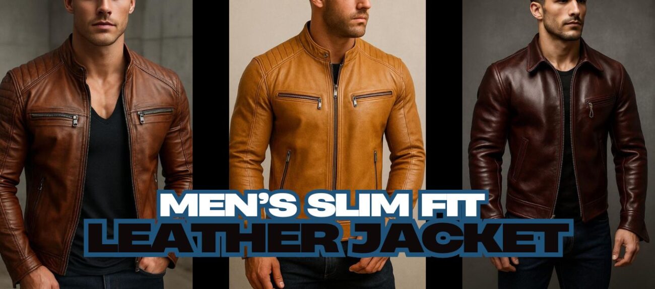 Men’s slim fit leather jacket
