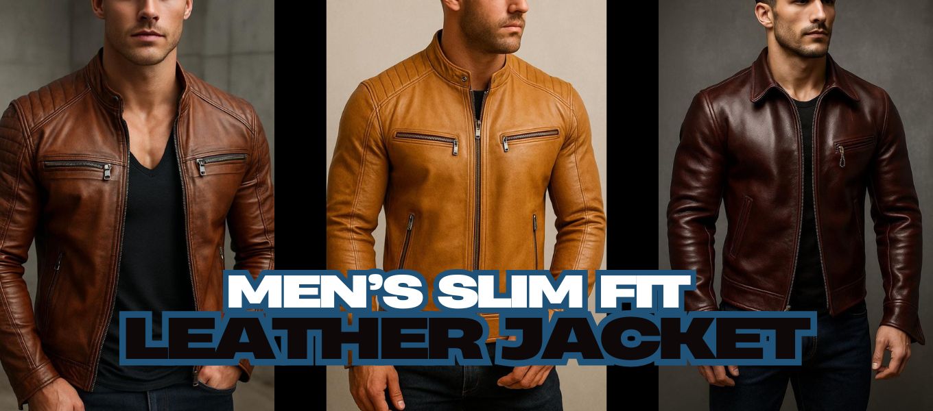 Men’s slim fit leather jacket