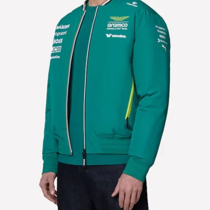 Aston Martin 2025 Replica Team Full Zip Green Bomber Jacket