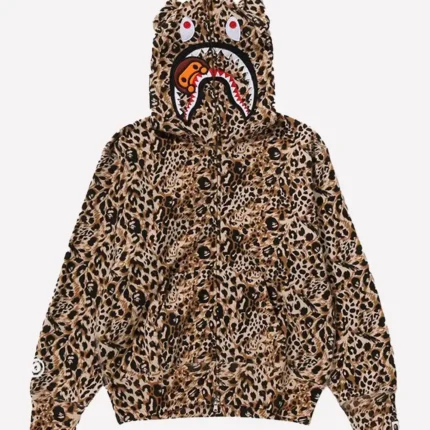 Wild Leopard Pattern Milo Shark Full Zip Cheetah Bape Zip-up Hoodie