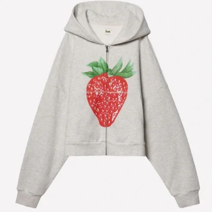 Elwood Strawberry Zip-up Grey Fleece Hoodie