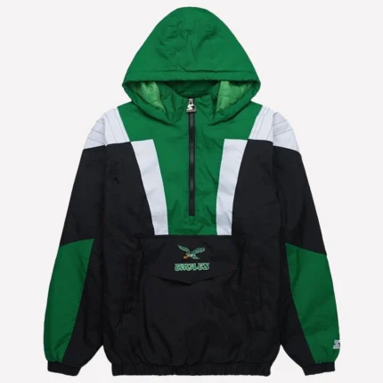HOMAGE X Starter Philadelphia Eagles Half-Zip Green & Black Pullover Jacket