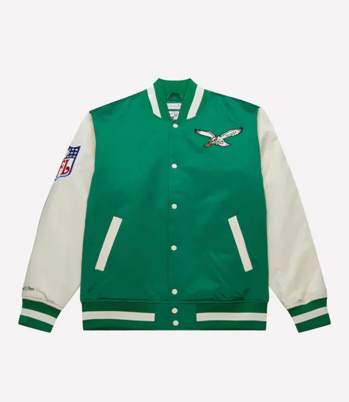 Kelly Green Philadelphia Eagles Primetime Philly Special Green Satin Full-Snap Varsity Jacket