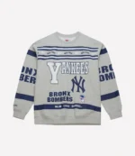 Men’s Heather Gray New York Yankees All Over Print Vintage Fleece Crewneck Sweatshirt