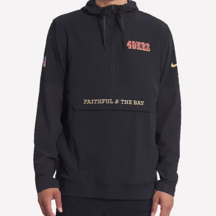 San Francisco 49ers Rivalries Collection Sideline Anorak Half-zip Black Hooded Jacket