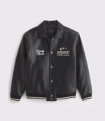 Vegan Leather Varsity Bomber Jacket 1