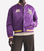 Minnesota Vikings Abercrombie Satin Varsity Purple Bomber Jacket