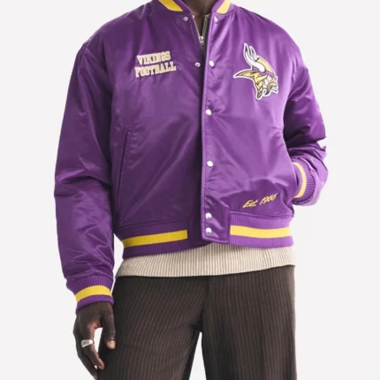 Minnesota Vikings Abercrombie Satin Varsity Purple Bomber Jacket