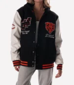 Chicago Bears The Wild Collective Unisex Hooded Black Varsity Jacket