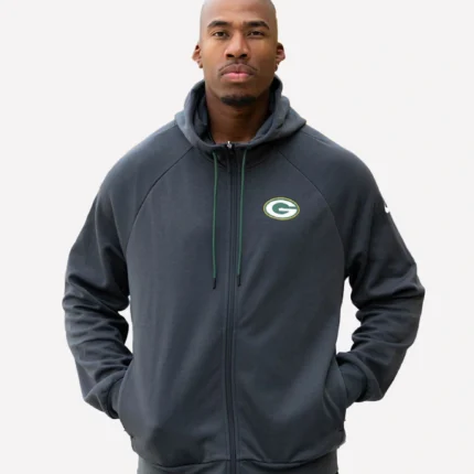 Green Bay Packers Nike Sideline Player Black Full Zip Hoodie