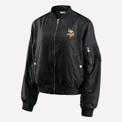 Minnesota Vikings Zip-up Black Bomber Jacket