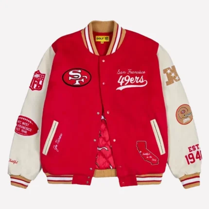 Unisex San Francisco 49ers GOLF WANG Letterman Full-Snap Jacket